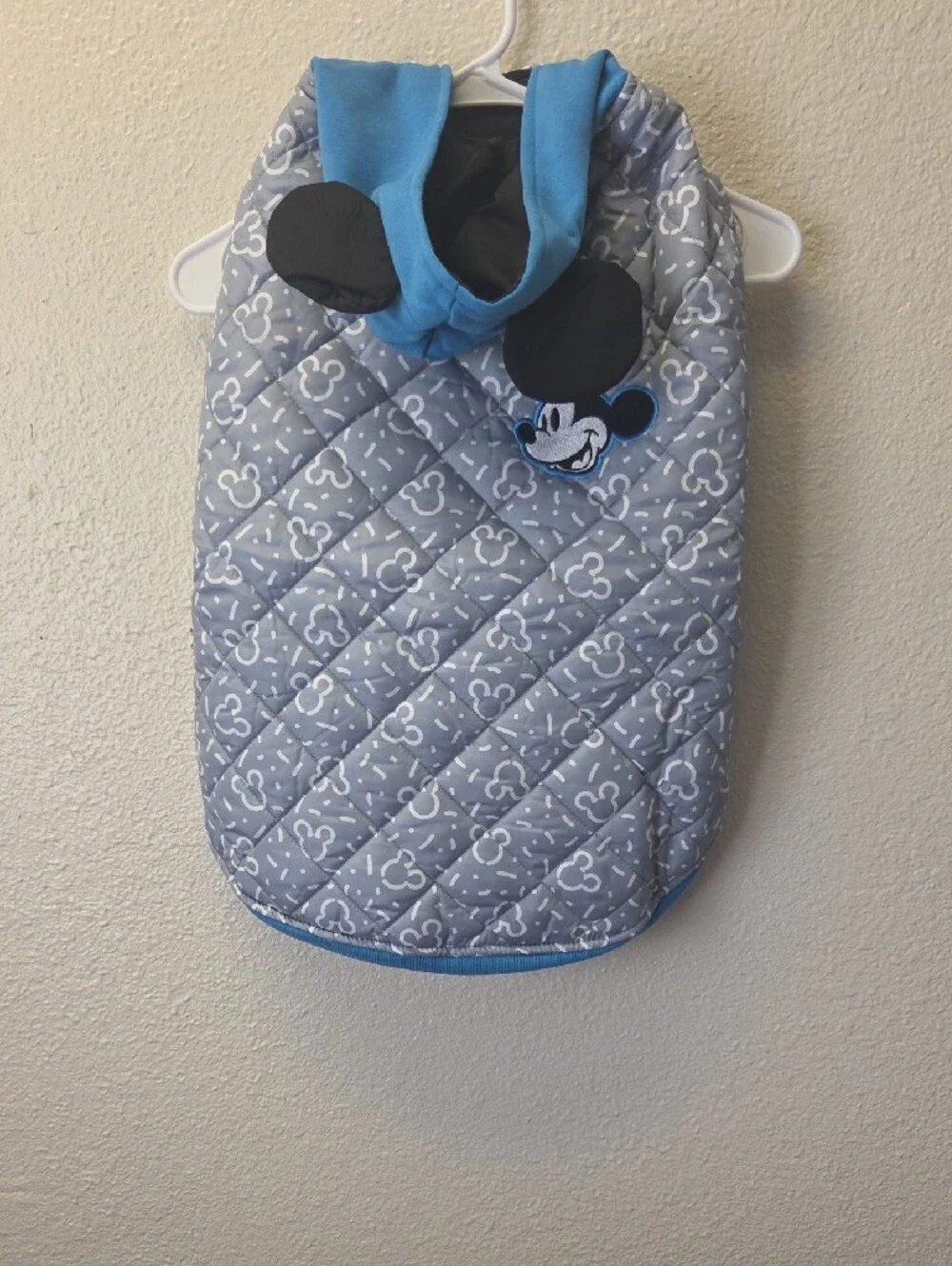Disney Gray & Blue Mickey Quilted Pet Coat SZ XXL